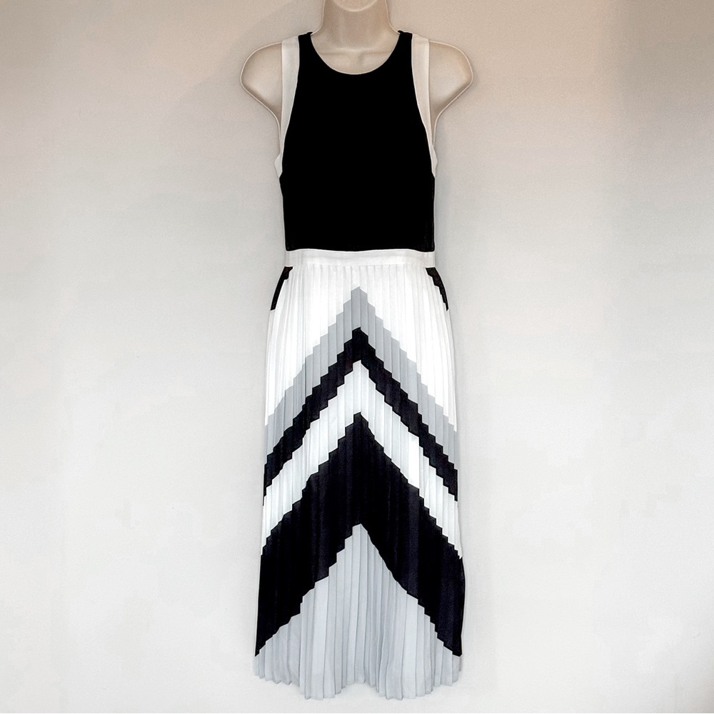 Banana Republic Chevron Pleated Mid-Length Dress